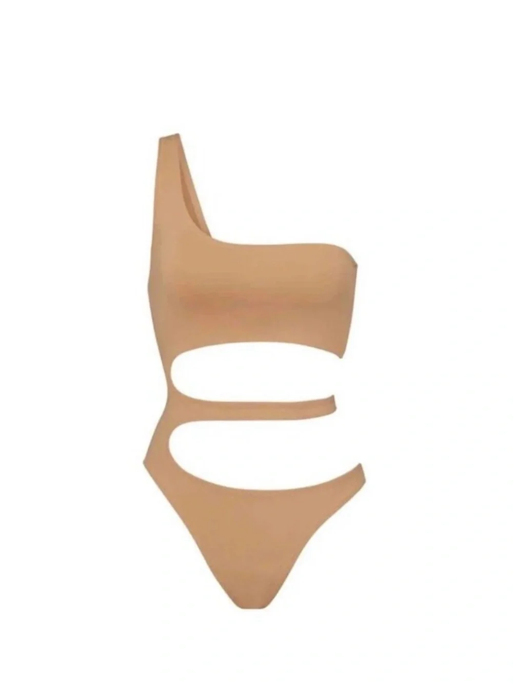 SKIMS Signature Swim Cut Out Monokini in Almond, Size S — NWT!